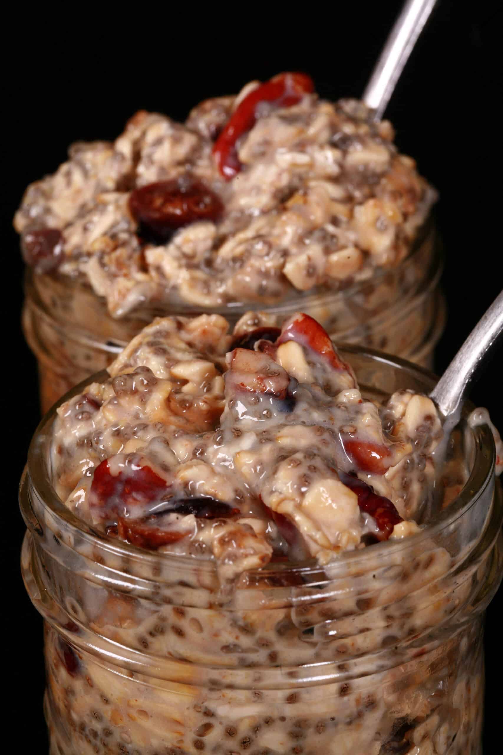 2 jars of cranberry orange overnight oatmeal.