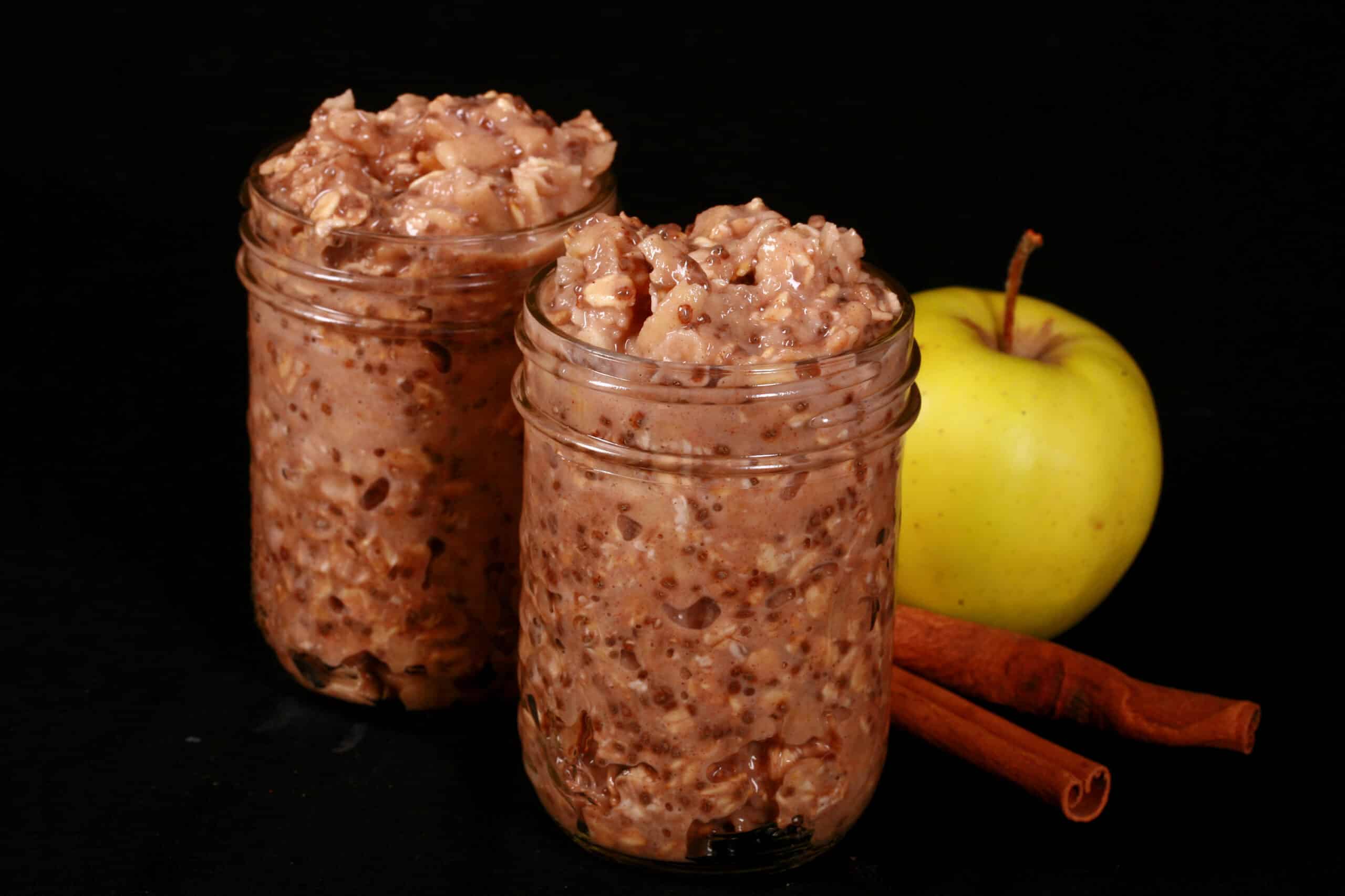 2 jars of high protein apple pie overnight oats.